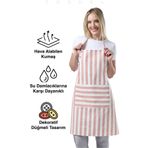 TOSHEX Mutfak Önlüğü Su Geçirmez Şef Önlüğü 2 Geniş Cepli Barista Önlük Çizgili Toz Pembe Mutfak Önlüğü