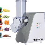 Toshi 5 Başlıklı Elektrikli Çok Fonksiyonlu Sebze ve Meyve Doğrayıcı Rende - Rondo -Gri