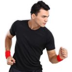 Tosima Çiftli Havlu Bileklik Ter Emici Spor Bilekliği Futbol Basketbol Voleybol Tenis Bilekliği - Kırmızı - Standart