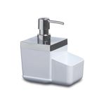 Toskana Mutfak Sıvı Sabunluk, Beyaz, Plastik, 440ml, Süngerlik Bölmeli, 12.5x8.5x15.5 cm