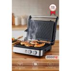 Tost Makinesi 2000W Paslanmaz Çelik Çıkarılabilir Plakalı Izgara Makinesi Tg Pro300 Siyah Gümüş