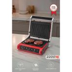Tost Makinesi 2200W Dijital Ekranlı Çıkarılabilir Plakalı Izgara Makinesi Tg Pro1000 Siyah Kırmızı