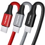 TOSUPERS [ 10 ft, 3'lü Paket] USB C Kablosu 3.1A Hızlı Şarj Tipi C Şarj Kablosu Örgülü Samsung Galaxy A10e A20 A20S A21 A50 A51 A41 A71 A31 S10e S10 S20 S9, LG Stylo 6 5 K51 G8 V ile Uyumlu 60, Moto GG 8 G7
