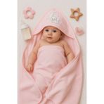 Tosyalı Burak Bebe %100 Pamuk Nakışlı Bebek Banyo Silgi Havlusu - 75 x 75 cm - Açık Pembe