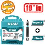 Total Mıknatıslı Bits Uç Matkap Vida Vidalama Ucu 10'lu Yıldız Uç Seti Ph2