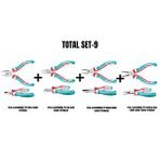 Total Set-9 (elektronikçi Tip Pense 115mm+elektronikçi Tip Yan Keski 115mm+elektronikçi Tip Karga Burun 115mm+elektronikçi Tip Yuvarlak Uçlu Karga Burun 115mm) Mavi