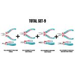 Total Set-9 (Elektronikçi Tip Pense 115Mm+Elektronikçi Tip Yan Keski 115Mm+Elektronikçi Tip Karga Burun 115Mm+Elektronikçi Tip Yuvarlak Uçlu Karga Burun 115Mm)