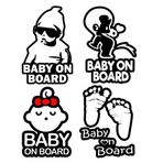 TOTOMO 4 adet Bebek On Board Sticker Seti Arabalar için Komik Sevimli Güvenlik Dikkat Çıkartma İşareti Araba Pencere ve Tampon için Gerek Yok Mıknatıs veya Vantuz