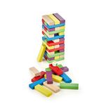 TOTTERİQ Tower Renkli Jenga Büyük Boy Doğal Ahşap Denge Oyunu Kule Oyunu Tower 54 Adet