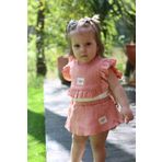 Totzee Müslin Fırfırlı Mama Önlüğü Mercan Rengi