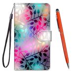 TOUCASA Huawei P20 Lite/Nova 3E Kılıf, Yaratıcı Boyalı Cüzdan Kılıf PU Deri Açılır Manyetik Renkli Destek Çubuğu Kart Yuvaları Folyo Koruma Kılıfı Huawei P20 Lite/Nova 3E için (Renkli Yapraklar)