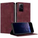TOUCASA Xiaomi Redmi Note 12S için cep telefonu kılıfı, poliüretan deri cüzdan kapaklı, darbeye dayanıklı kılıf, [kart bölmeli] [mıknatıslı kilit] [stant] Redmi Note 12S ile uyumlu (şarap kırmızısı)