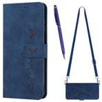 TOUCASA Xiaomi Redmi Note 9 Pro/Note 9 Pro Max/Note 9S ile uyumlu, birinci sınıf poliüretan deri kapaklı ayarlanabilir kolye cep telefonu kılıfı kart bölmeli, cüzdan, stant koruyucu kılıf (F-mavi)