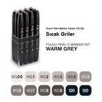 Touch 12'li Set Sıcak Griler Twin Marker Kalem
