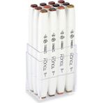 Touch Twin Brush Marker Fırça Uçlu Marker Seti 12 Renk Ahşap Renkleri