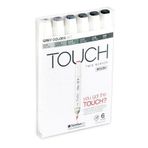 Touch Twin Brush Marker Fırça Uçlu Marker Seti 6 Renk GRİ TONLAR