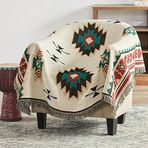 Touchat Kanepe ve Yatak için Bohem Battaniye, Dekoratif Çiftlik Evi Örtü Battaniyesi, Hafif Rahat Yumuşak Dokuma Battaniye, Örgü Battaniyeler Püsküllü Bohem (Bej, 50×60 inç)