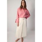 Touche Kruvaze Naturel Denim Etek Krem - 36