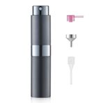Toureal 8 ml parfüm spreyi, doldurulabilir, boş, seyahat parfüm spreyi, kadınlar ve erkekler için, seyahat için şişe (koyu gri)