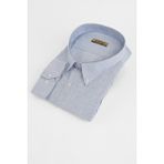Tousus Büyük Beden Açık Mavi - Beyaz Pamuk Erkek Gömlek (BTL-7121-TSS) - 9XL