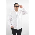 Tousus Büyük Beden Beyaz Keten Hakim Yaka Erkek Gömlek (BTL-7203-TSS) - 4XL