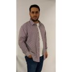 Tousus Büyük Beden Lacivert Bordo Çizgili Erkek Gömlek - 3XL