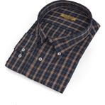 Tousus Büyük Beden Lacivert Ekose Pamuklu Erkek Gömlek (BTL-7126-TSS) - 9XL
