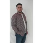 Tousus Büyük Beden Siyah Kırmızı Çizgili Erkek Gömlek - 3XL