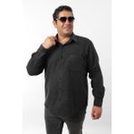 Tousus Büyük Beden Siyah Polar Oduncu Erkek Gömlek Regular Kesim Kış Stil Casual - 7XL
