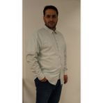 Tousus Büyük Beden Yeşil Çizgili Erkek Gömlek - 3XL - Beyaz