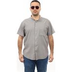 Tousus Erkek Büyük Beden Gri Renk Pamuk Hakim Yaka Cepli Kısa Kol Gömlek KK-8015-TSS - 4XL