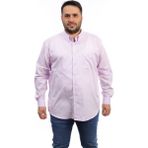 Tousus Erkek Büyük Beden Lila Pamuk Düğmeli Yaka Cepli Uzun Kol Gömlek 516 - 5XL