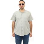 Tousus Erkek Büyük Beden Taş Rengi Pamuk Hakim Yaka Cepli Kısa Kol Gömlek KK-8009-TSS - 4XL