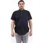 Tousus Erkek Büyük Beden Yarım Patlı Siyah Kot Pamuk Düğmeli Yaka Cepli Kısa Kol Gömlek Kk-8030-Tss - 4XL