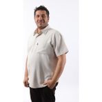Tousus Kısa Kol Bej-Beyaz Petek Desenli Pamuklu Erkek Gömlek KK-8052-TSS - 8XL