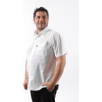 Tousus Kısa Kol Beyaz Keten Erkek Gömlek KK-8045-TSS - 3XL
