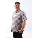 Tousus Kısa Kol Ekose Pamuklu Erkek Gömlek KK-8062-TSS - 4XL - Bordo