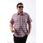 Tousus Kısa Kol Ekose Pamuklu Erkek Gömlek KK-8066-TSS - XL - Bordo