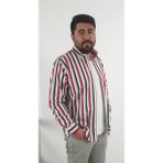 Tousus Regular Fit Çizgili Likralı Erkek Gömlek - Bordo