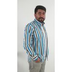 Tousus Regular Fit Çizgili Likralı Erkek Gömlek - XL - Turkuaz