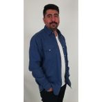 Tousus Regular Fit Western Armürlü İndigo Erkek Gömlek - XL
