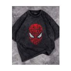 Touz Eysa Yıkamalı Spider-man Head Baskılı Oversize Eskitme T-shirt