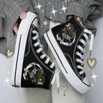 Touz Moda Attack On Titan Levi Baskılı Siyah Kanvas Ayakkabı