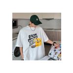 Touz Moda Bacon Pancakes Baskılı Beyaz Unisex Oversize T-shirt