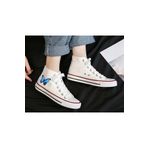 Touz Moda Blue Butterfly Baskılı Beyaz Unisex Kanvas Ayakkabı