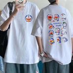 Touz Moda Doraemon Collage Sırt Baskılı Beyaz Unisex Oversize T-shirt