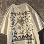 Touz Moda Dual Match Cat Sırt Baskılı Beyaz Unisex Oversize T-shirt