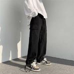 Touz Moda Harajuku Cargo Pocket Siyah Unisex Pantolon