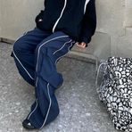 Touz Moda Harajuku Lines Detail Cargo Pocket Dark Navy Tracksuit Lacivert Eşofman Altı