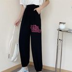 Touz Moda Harajuku Style Baskılı Oversize Siyah Unisex Eşofman Altı
